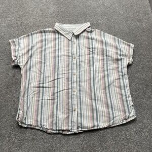 Lucky Brand Shirt Mens Extra Large Striped Button Up Short Sleeve Casual